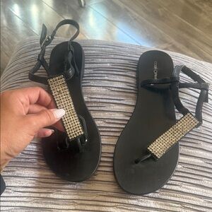 Elegant Black Women's Sandals with crystals